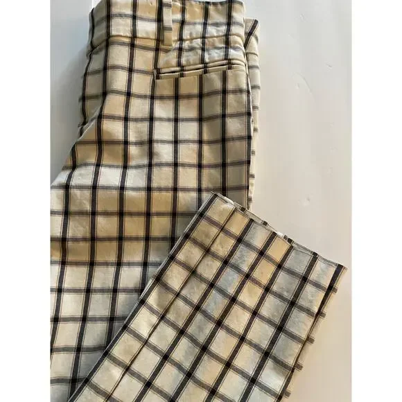 Anthropologie Essential Slim Ankle Pants Size 8 White Black Grid Pattern EUC - Picture 6 of 7